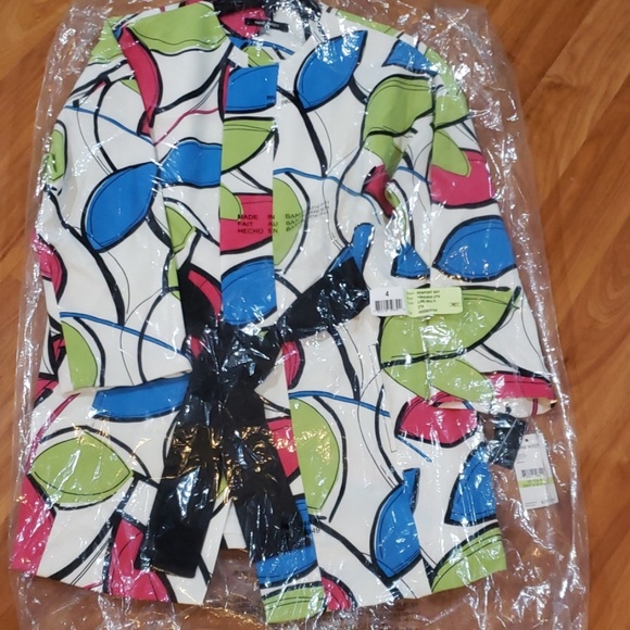 Nine West Women's Printed Wrap Topper Jacket Green - Picture 3 of 7